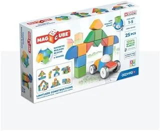 Geomag Magicube 4 Shapes STEM Toy 25 Pcs, 100% Recycled Building Blocks, Multicolor Magnetic Blocks for Kids, Made in Switzerland