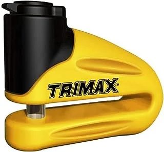 قفل قرص معدني مقوى من Trimax T665LY - دبوس أصفر 10 ملم (حلق طويل) مع حقيبة وكابل تذكير