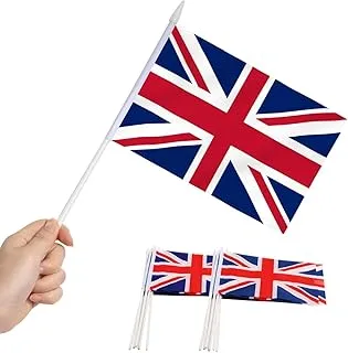 BPA® British Union Jack Stick Flag, Great Britain 5x8 inch HandHeld Mini Flag With 12