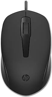 HP 150 Mouse (Wired Mouse, up to 1600 DPI, Right Handed Mouse, Left-Handed Mouse) Black