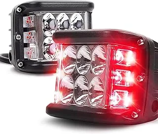 مصابيح LED جانبية من OVOTOR مع ستروب مزدوج الجانب أحمر DRL، 4 بوصة على الطرق الوعرة أضواء العمل للقيادة للشاحنة ATV SUV UTV 4x4