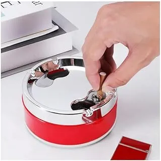 ECVV Stainless Steel Portable Ashtray | Round Ashtray,Spinning Lid | Office Ashtray,Waterproof Ashtray | Modern Tabletop Ashtray,Windproof Sealed Household Ashtray With Rotatable Lid..