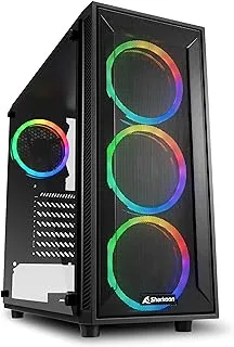 حافظة كمبيوتر شاركون TG4M RGB ATX، زجاج مقسى، متوافق مع Mini-ITX، Micro-ATX، ATX، 6 فتحات توسيع، 120 ملم RGB LED - أسود