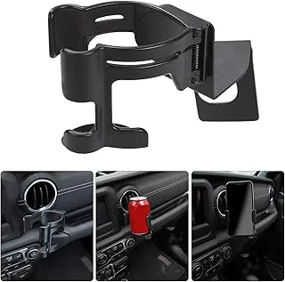 Savadicar JL & JT Multi-Function Drink Cup Phone Holder, 2 in 1 Bolt-on Stand Bracket Organizer, Cellphone Mount for 2018-2023 Jeep Wrangler JL JLU & Gladiator JT, Interior Accessories, Black