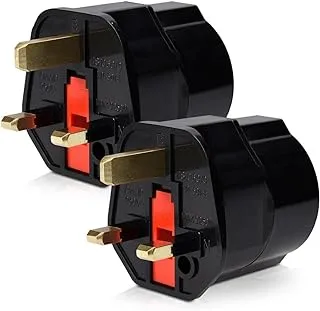 Melfi™ EU to UK Plugs Adapter - British Plug to EU Schuko Female Plugs Power Converter - 2 Pin Socket EU to UK Travel Adapter - 13A 250V BS1362 FUSED (Pack of 2)