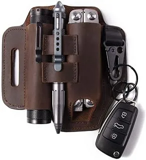 gentlestache Leather Sheath for Leatherman Multitool Sheath EDC Pocket Organizer with Key Holder for Belt and Flashlight Sheath Multitool Pouch