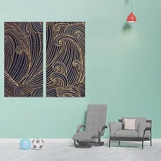 Shapes And Lines, Canvas wall art painting, Multicolour, Canvas, 2 Pieces, 40 x 80 cm By(BPA®)