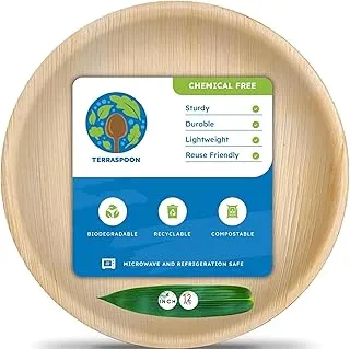 Terraspoon 6 Inch Palm Leaf Round Plates (12 PACK), Strong, Bamboo Like, Compostable And Biodegradable Eco Friendly Plates - Pack Of 12