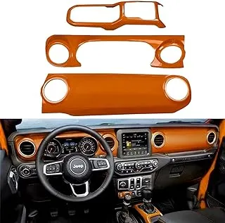 Bolaxin for Jeep Accessories ABS Center Console Panel Dashboard Cover Compatible with Jeep Wrangler JL 2018-2021/ Jeep Gladiator JT 2020 Interior Trim Decor (Orange)