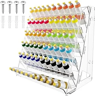 Acrylic Paint Organizer Wall Mount, Paint Holder Perfect for Craft Hobby Paint Storage, Acrylic Paint Storage, Craft Paint Storage, Paint Rack for 2 oz Bottles, Hobby Paint Storage with Brush Holder