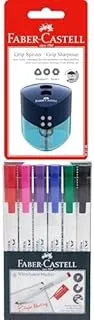 Faber-Castell Sharpener Double Hole Assorted + Whiteboard Marker Slim Wallet Of 6Pc