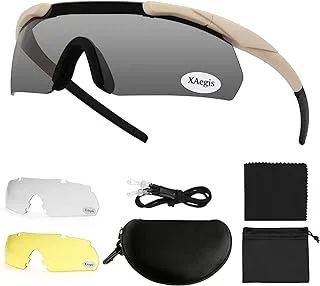 XAegis Tactical Shooting Glasses with 3 Interchangeable Lens High Impact Eye Protection