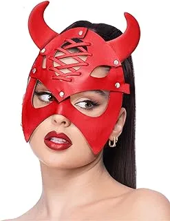 Fever Red Mock Leather Devil Mask