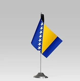 BPA® BOSNIA AND HERZEGOVINA FLAG Compact Table Flag with Stand Elegant Desk Decor (23x10cm)