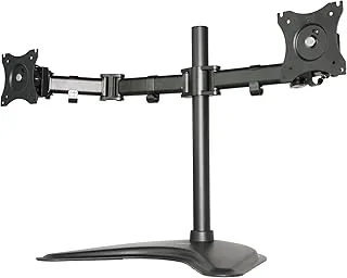 AWH Dual Monitor Mount Stand - Fully Adjustable Desk Free-Standing Mount for Two LCD LED Screens Up To 27 Inches Each - STAND-V002P - Enhance Productivity and Comfort - Black