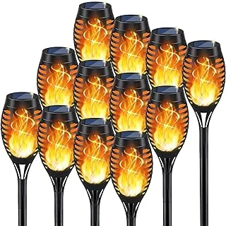 BPA Upgraded 12Pack Torches, Solar Lights Outdoor, 12LED Solar Torch Lights with Dancing Flickering Flames, Waterproof Landscape Decoration Flame Lights for Garden Pathway Yard-Auto On/Off