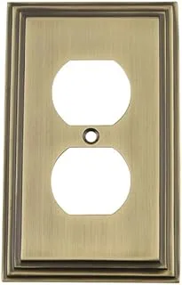 Nostalgic Warehouse 719740 Deco Switch Plate with Outlet, Antique Brass