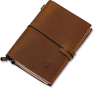 Wanderings A6 Travelers Notebook - A6 Refillable Leather Travel Journal, Hand-Crafted Genuine Leather - Perfect for Writing, Poets, Travelers, as a Diary - Blank Inserts - 5.8 x 4.1