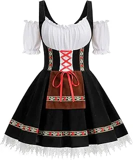 GRAJTCIN Womens Oktoberfest Costume, Velvet German Bavarian Dress for Halloween Carnival