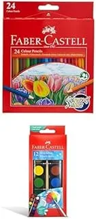 Faber Castell COLOUR PENCILS 24 COLOUR + WATERCOLORS 12 COLOR 24MM