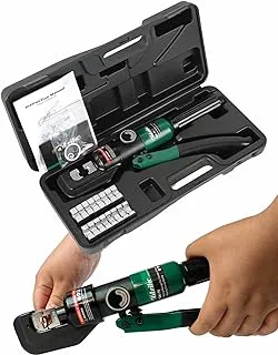 UTZIKO Hydraulic Cable Lug Crimper 10 US TON 12 AWG to 00 (2/0) Electrical Terminal Cable Wire Tool Kit with 9 Die (12awg~00awg Crimping Tool)