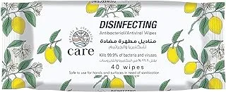 Care 100% Natural Disinfecting Antibacterial Wipes, 40 Sheets