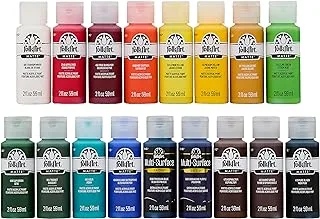 FolkArt Art Talk with Andy, 17 Piece 2 fl oz Premium Acrylic Set Including 15 Matte 2 Multi-Surface Paint Colors, 90286, Assorted