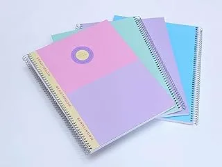 Ambar Moon Flower Compus 80 Sheets Hard Cover Spiral Note Book 5-Pack, A4 Size