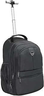 Promate Trolley Bag, 2-in-1 Lightweight 15.6-inch Laptop Trolley Backpack with Telescoping Handle, Adjustable Straps, Water Resistance and In-Line Wheels for MacBook, iPad, Dell, Compact-TR