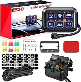 Nilight 6 Gang Switch Panel Universal Circuit Control Relay System with Fuse Wiring Harness Automatic Dimmable ON-Off LED Switch Pod for Cars Trucks Boats ATV UTV SUV, 2 Years Warranty