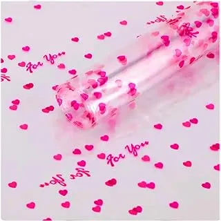 Heart-Shape Packing Roll Transparent Clear Cellophane Wrap Roll, Flowers Baskets Food Gift Wrap for Valentines Day, Wedding, Anniversary, Mother's Day thickness 2.3cc Size 70Cm X 5Meters