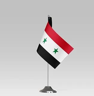 علم طاولة صغير الحجم BPA® SYRIA FLAG مع حامل ديكور مكتبي أنيق (22x10 سم)