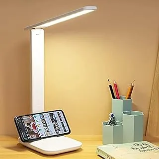 Modern LED desk lamp, Dimmable Desk Lamps with 3 Color Modes, Eye-protection Task Light with USB Charging Port, table Lamp for kids with Touch Control, home, office, white