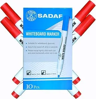 Sadaf BRF6827 Whiteboard Marker 10-Pieces, Red