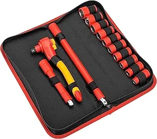 Powerbuilt 13-Piece VDE Tool Set, Insulated Ratchet, Sockets, Extensions, High-Voltage Electrical and Hybrid Vehicles, Home Repair, Certified High-Quality - 642937