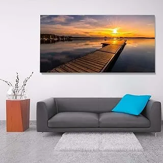 Sunset on sea, Canvas wall art, Multicolour, Canvas, 1 Piece, 80 x 40 cm By(BPA®)