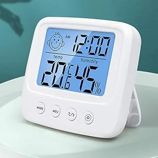 Mumoo Bear Digital Hygrometer Indoor Thermometer Room Thermometer and Humidity Gauge with Temperature Humidity Monitor, Backlight, Clock & ℃/℉ Function