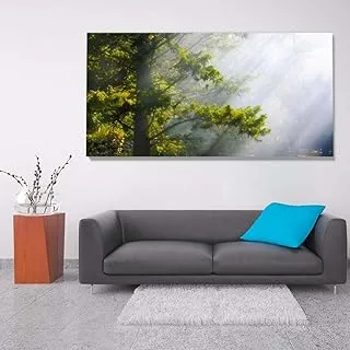 sunray on leafes, Canvas wall art, Multicolour, Canvas, 1 Piece, 80 x 40 cm By(BPA®)