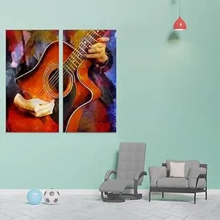 Ohh My Guittare, Canvas wall art painting, Multicolour, Canvas, 2 Pieces, 30 x 60 cm By(BPA®)