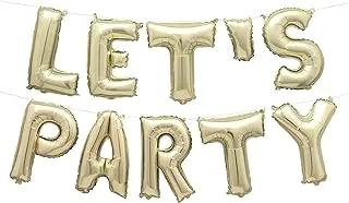 Unique 28758 Letter Balloon Banner Kit-Let's Party-Gold Colour-1 Count (Pack of 1)