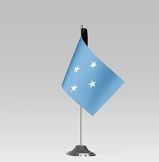 BPA® FEDERATED STATES OF MICRONESIA FLAG علم طاولة مدمج مع حامل ديكور مكتبي أنيق (23x10 سم)