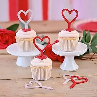 Ginger Ray Wooden Heart Cupcake Topper Decorations Pack of 6