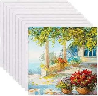 BPA® 10 Pack Mini Canvas Panel, 10x10cm Stretched Canvas Boards, Square Small Art Board for Oil Paint Blank 3.94