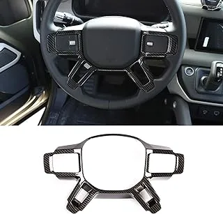 CHEYA for Land Rover Defender 110 2020 Accessories ABS Interior Steering Wheel Decoration Cover Trim Car Accessories (Carbon Fiber Style)