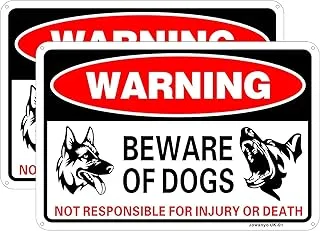 BPA® Beware of Dog Sign,Dog Warning Sign,20 x 30 cm,Reflective Aluminum,2 Pack