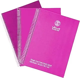 Sadaf Single Line Spiral Hard Cover 100 Sheet Notebook, A4 Size, Magenta