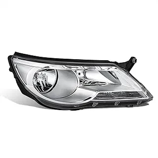 DNA MOTORING OE Style Right Passenger Side Reflector Housing Headlight Compatible with 2009-2011 VW Tiguan,Chrome/Clear,OEM-HL-0185-R