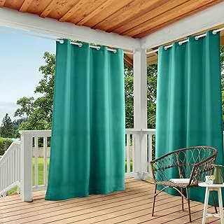 Exclusive Home Curtains EH8000-03 2-96G Indoor/Outdoor Solid Cabana Grommet Top Curtain Panel Pair, 54x96, Teal, 2 Piece