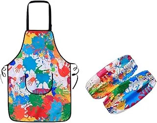 Mumoo Bear Kids Painting Aprons Set, Toddler Painting Apron with Pocket and 2 Sleeves, Adjustable Waterproof Children Artist Apron, Age 3-6 Years Boy and Girl for Craft, Eating, Cooking, Drawing