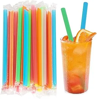 SBYURE Jumbo Drinking Straws Individually Wrapped,100 Pack 9 Inch Long Extra Wide Smoothie 0.45